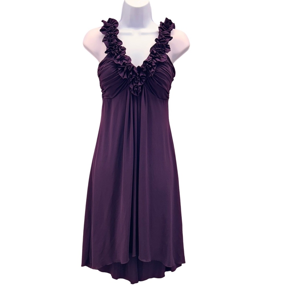 Y2K Baby Doll Dress 6 Purple Berry Ruffle Fairy Whimsigoth Stretchy Knit